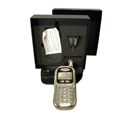 New Cell Phone Shaped Flask Funnel Leather Cover Clip Set 4oz - Image 1 of 4