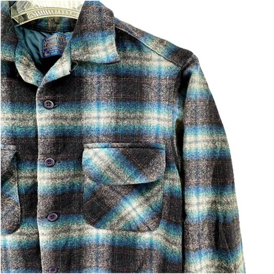 Vintage Pendleton Made In USA Virgin Wool Shirt Womens Small Medium Blue Plaid - Image 1 of 4