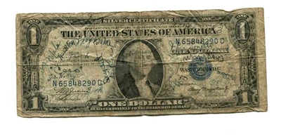 1935-A nota de US$ 1 dólar certificado prata short snorter Segunda Guerra Mundial 609 Tank Destroyers - Imagem 1 de 2