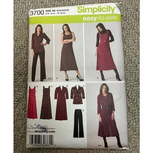 Simplicity Fácil de Coser 3700 Talla AA 10 - 18 Pantalones Vestido Jersey SIN CORTAR - Imagen 1 de 3