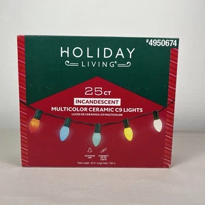 25 Ct Holiday Living, Multi-Color Ceramic C9 Incandescent Lights - 25 Ft Outdoor - Picture 1 of 6