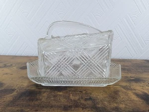 Vintage Presses Glass 'Britannia' Cheese Dish by Chance Brothers Retro Clear - Picture 1 of 7