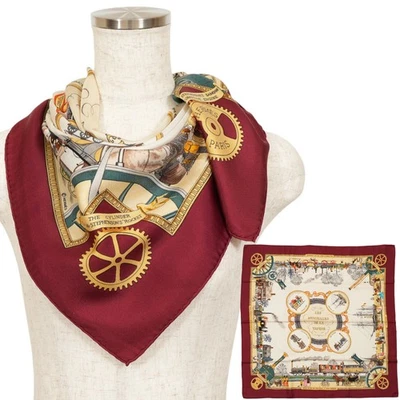 HERMES Carre 90 " LES MERVEILLES DE LA VAPEUR" 100% Silk Scarf Rare Cleaned - Image 1 of 4