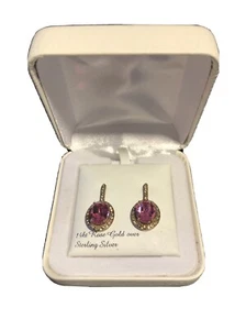 Ohrringe 14 kt Rotgold über Sterlingsilber hängend neu in Box  - Bild 1 von 7