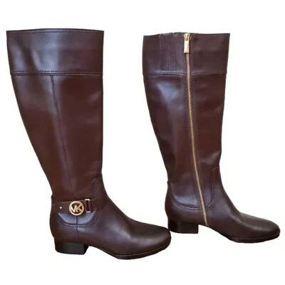Michael Kors Talla 7/37 Harland Botas Oro Cremallera Logo Montar Ecuestre Nuevas sin caja Foto 1 de 4