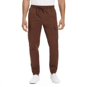 Hurley Durable Easy Pull On Relaxed Fit Multi Pocket Cargo Jogger, Brown Sz XXL - Picture 1 of 7