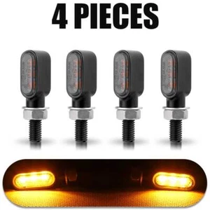 4x Mini LED Motorcycle Turn Signal Light Indicator Blinker For Bobber Cafe Racer - Picture 1 of 9