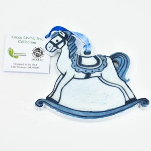Caballo mecedor artesanal madera reciclada Craquelure adorno pintado - Imagen 1 de 2