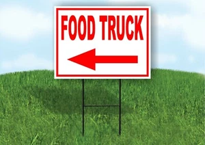 FOOD TRUCKS FLECHA IZQUIERDA ROJO LETRERO DE PATIO CARRETERA CON SOPORTE LETRERO DE CÉSPED de una cara - Imagen 1 de 5