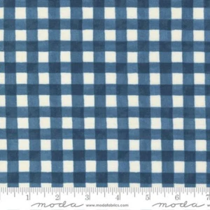 Harvest Wishes by Deb Strain Cotton Fabric 1 Yd Blue Gingham - Picture 1 of 1