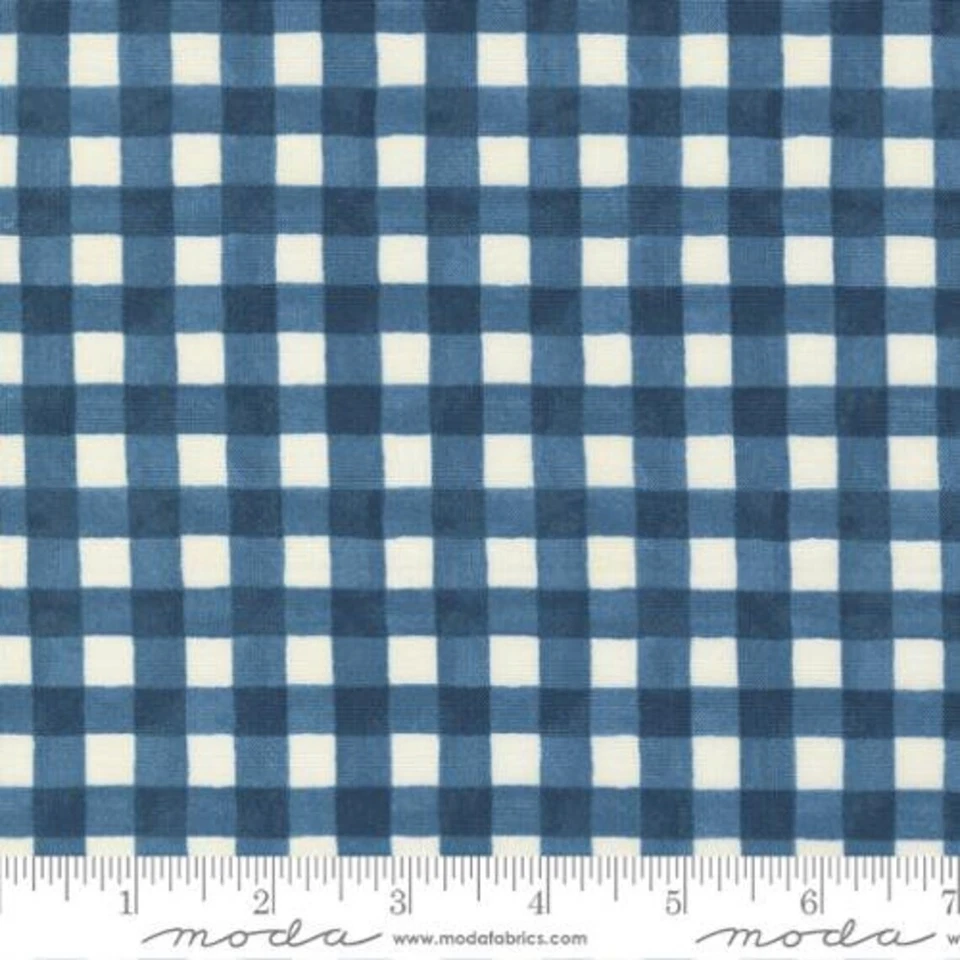 Harvest Wishes by Deb Strain Cotton Fabric 1 Yd Blue Gingham - Image 1 of 1