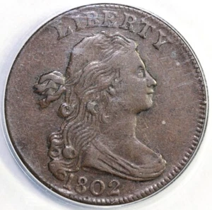 1802 1c S-232 Draped Bust Large Cent ANACS VF 30 - Picture 1 of 5