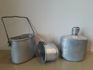 Soviet Aluminum Set Paratrooper Airborne Forces Bowler Flask Cover USSR Original - Picture 1 of 12