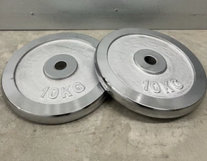 2x10kg 1" Chrome Finished Weight Plates Cast Iron Disc Dumbbell Home Gym - Picture 1 of 6
