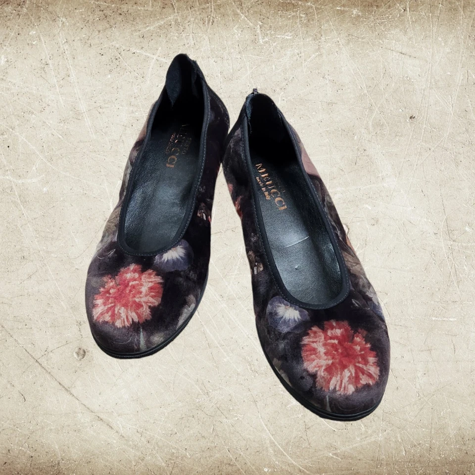 Suela de goma flexible sin cordones floral de terciopelo Sesto Meucci hecha en Italia 9 Foto 1 de 4