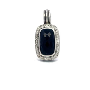 David Yurman Noblesse Diamond Pendant Onyx Sterling Silver Cable Style - Picture 1 of 5