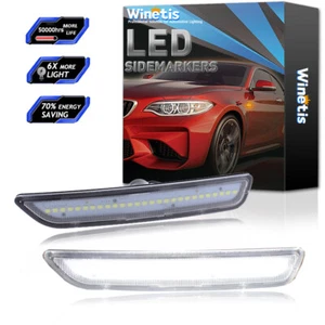 For Ford Mustang 2010-2014 Clear Lens Front LED Side Marker Light Lamps White - Picture 1 of 11