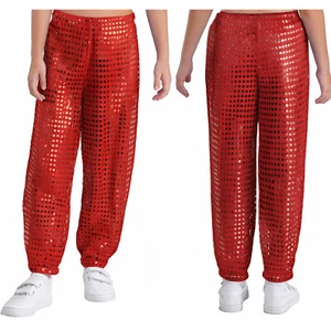 Unisex Kid Boys Girls Sequins Dance Pants Hip hop Jazz Stage Performance Trouser - Picture 1 of 24