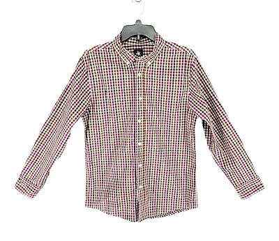 J Khaki Boys Shirt Button Up Gingham Small Check XLarge Green Red Fall Christmas - Image 1 of 4