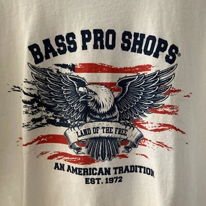 BASS PRO SHOPS “LAND OF THE FREE” MENS WHITE SS COTTON T SHIRT SZ XL NWOT - Picture 1 of 12
