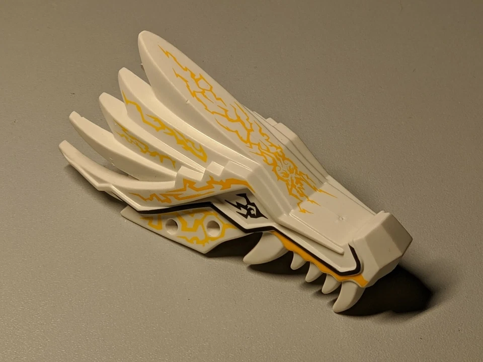 Lego CLEAN Printed White Dragon Head Upper Jaw Jay Lightning 93070pb06 6016746 - Image 1 of 4