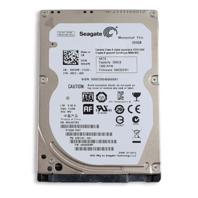 250GB SATA 2.5" 7200RM 3Gb's HDD - Image 1 of 2