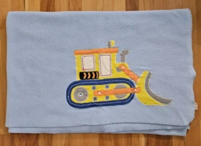 Винтажное детское флисовое одеяло для строительной техники для мальчика бульдозера отделка сшитыми краями - Изображение 1 из 4