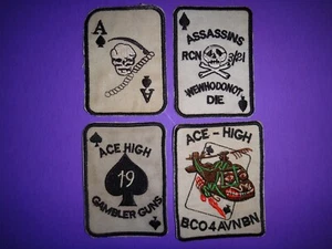 4 Vietnamkrieg ACE of SPADE Patches Skull, Assassins, Gambler Guns und Ace-High - Bild 1 von 6