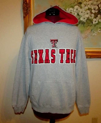 COLOSSEUM ATHLETICS TEXAS TECH SZ S HEATHER GRAY/RED EMBROIDERED PULLOVER HOODIE - Image 1 of 4