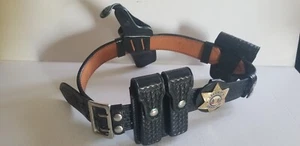 Vintage Leather Duty Belt - Police/Security with accessories - Picture 1 of 12