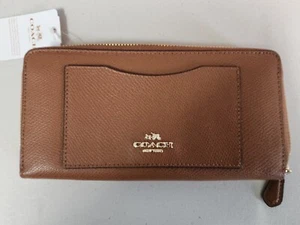Coach Saddle Brown Crossgrain Leather Zip Accordion Wallet F54007 MSRP $250 - Picture 1 of 8