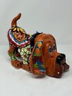 Mexican Talavera Dog Animal Basset Figure Pottery Folk Art  12"