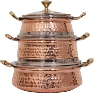 Hammered Steel Copper Casserole Donga Bowl With Glass Lid, Tableware & Serveware - Picture 1 of 11