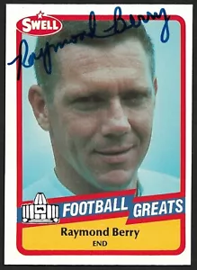 1989 Swell Football Greats #91 Raymond Berry, Baltimore Colts Signed *MAKE OFFER - Picture 1 of 2