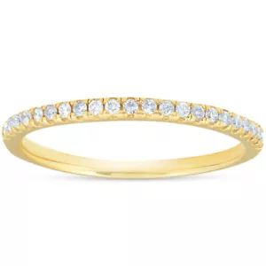 1/5Ct Lab Grown Diamond Wedding Ring Womens Stackable Band 10k Yellow Gold - Picture 1 of 4