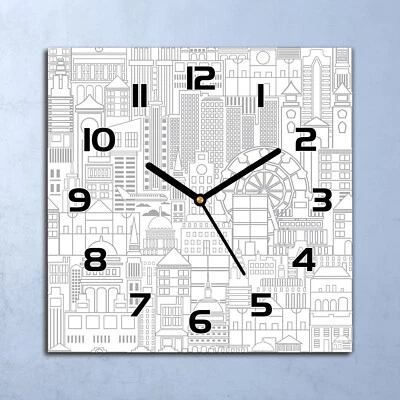 Horloge Murale En Verre moderne Paysage urbain 30x30 - Photo 1/4