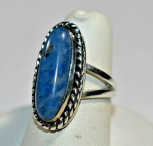  Carol Felley 1989 Southwestern Sterlingsilber LAPIS EDELSTEIN ovaler Ring Größe 6,75 - Bild 1 von 6