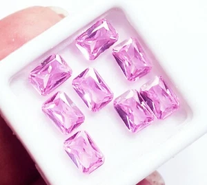 6x4 mm Pink Sapphire Emerald Shape 8 Pcs Lot Loose Gemstone - Picture 1 of 8