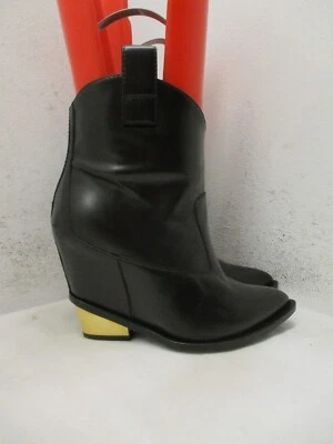 Botín occidental Giuseppe Zanotti de cuero negro con cuña para mujer talla 36 EUR Foto 1 de 4