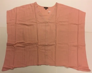 Túnica para mujer talla grande mezcla de lino manga Dolman coral talla 4X - Imagen 1 de 11