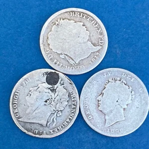 3 x Silver Georgian Shillings - Picture 1 of 2