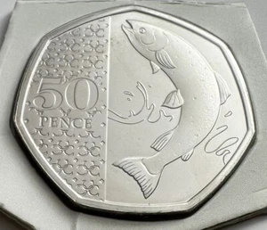 New Rare Atlantic Salmon 50P Coin - BUNC - 2024 NO PRIVY MARK - Free TrackedPost - Picture 1 of 4