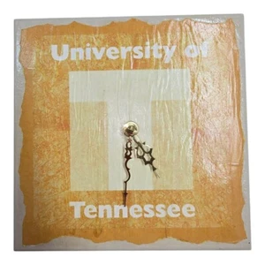 University Of Tennessee *READ* Ceramice Square Tile Clock Orange White Gold Hand - Picture 1 of 12