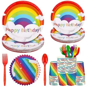 Yingzhao 180 Pcs Neon Birthday Party Paper Plates and Napkins Cups Supplies D... - Picture 1 of 6