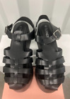 Berness Brianna Fisherman Jelly Black Platform Wedge Sandals Size 9 New