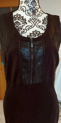 Biba, 38, Kleid, schwarz, mit Pailetten, Etuikleid, ohne Arm, wie neu, - Bild 1 von 4