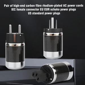 Pair US EU SCHUKO Power Plug IEC Connector Rhodium Plated Adapter for HiFi Cable - Picture 1 of 17