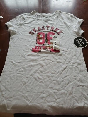 Realtree Womens Medium, Short Sleeve T Shirt, White W/ Pink Camo Accent  - Image 1 of 2