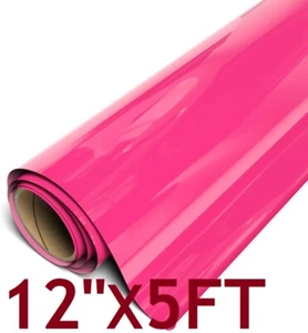 12" x 5FT Pink HTV Iron On Heat Transfer Vinyl Roll for T Shirt Shoes Hats Bags - Picture 1 of 7