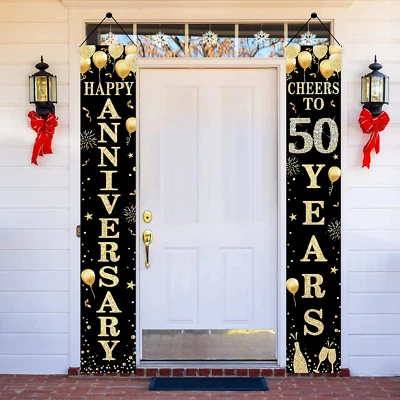 Happy 50Th Anniversary Door Banner Decorations, 50 Years Cheers Party Supplies, - Image 1 of 4